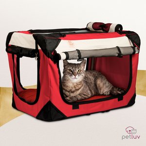 PetLuv Happy Cat Soft-Sided Cat Carrier, Red, Large