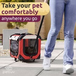 PetLuv Pull-Along Soft-Sided Rolling Cat & Dog Carrier, Red, Large slide 2 of 9
