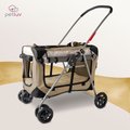 PetLuv Happy Cat Soft-Sided 3-in-1 Pet Stroller, Tan, Large