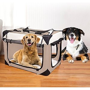 PetLuv Tuf-Crate Soft-Sided Dog Crate, Tan, Medium, 24-in L x 16-in W x 16-in H