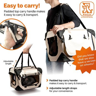 Show full view: PetLuv Tuf-Crate Soft-Sided Dog Crate, Tan, Medium, 24-in L x 16-in W x 16-in H slide 4 of 8