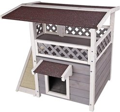 Petsfit Outdoor Cat House with Scratching Pad, Gray