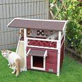 Petsfit Outdoor Cat House with Scratching Pad, Red