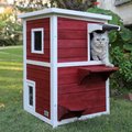 Petsfit 2-Story Weatherproof Outdoor Cat House, Red
