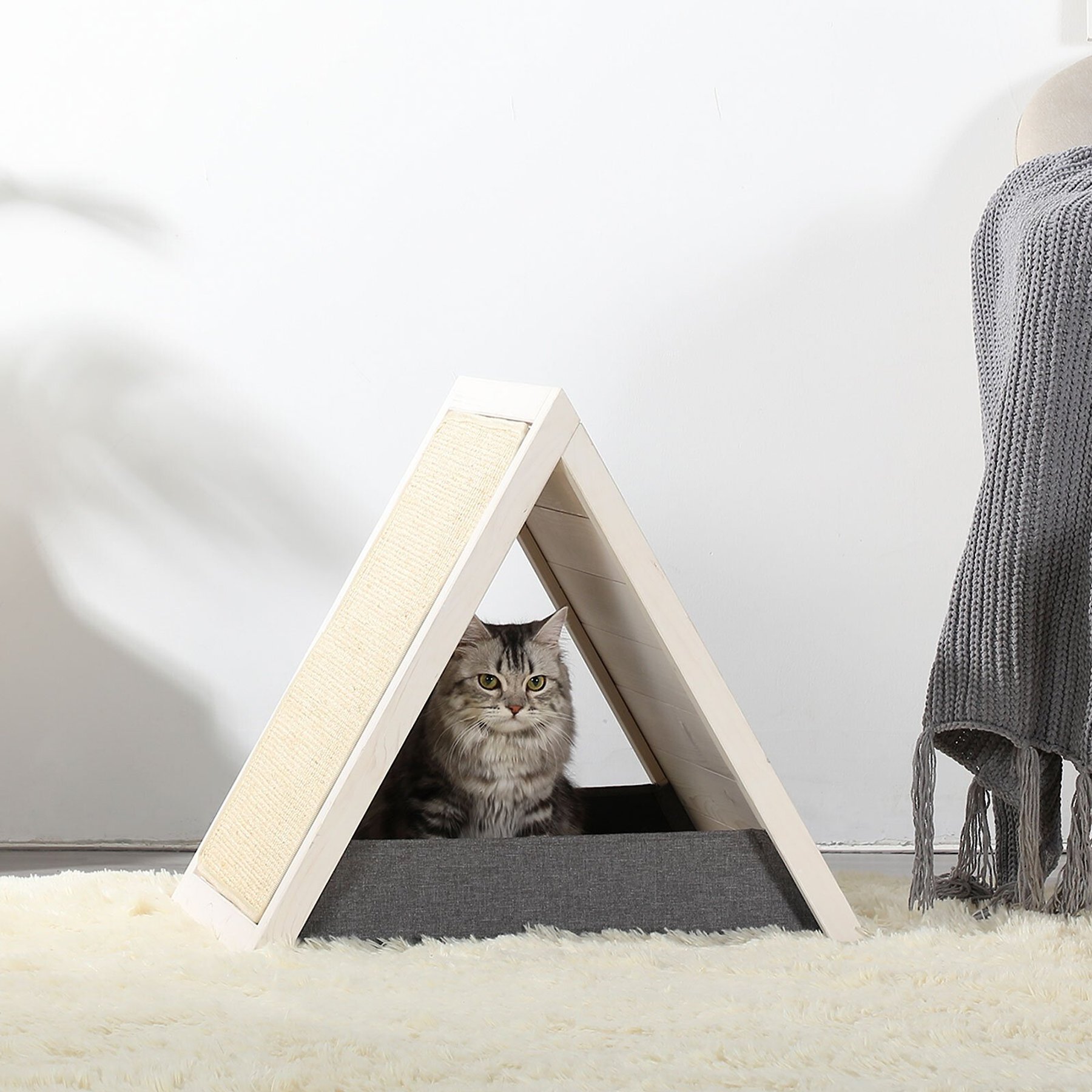 PETSFIT Triangular Pets Indoor Cat House with Sisal Mat - Chewy.com