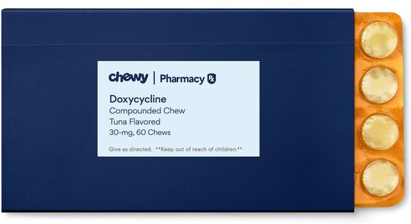 Doxycycline Hyclate Compounded Chew Tuna Flavored for Cats, 30-mg, 60 Chews slide 1 of 8