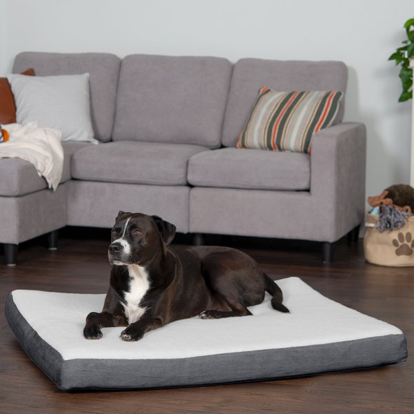 FurHaven Faux Sheepskin & Suede Cooling Gel Cat & Dog Bed w/Removable Cover, Gray, Jumbo slide 1 of 9