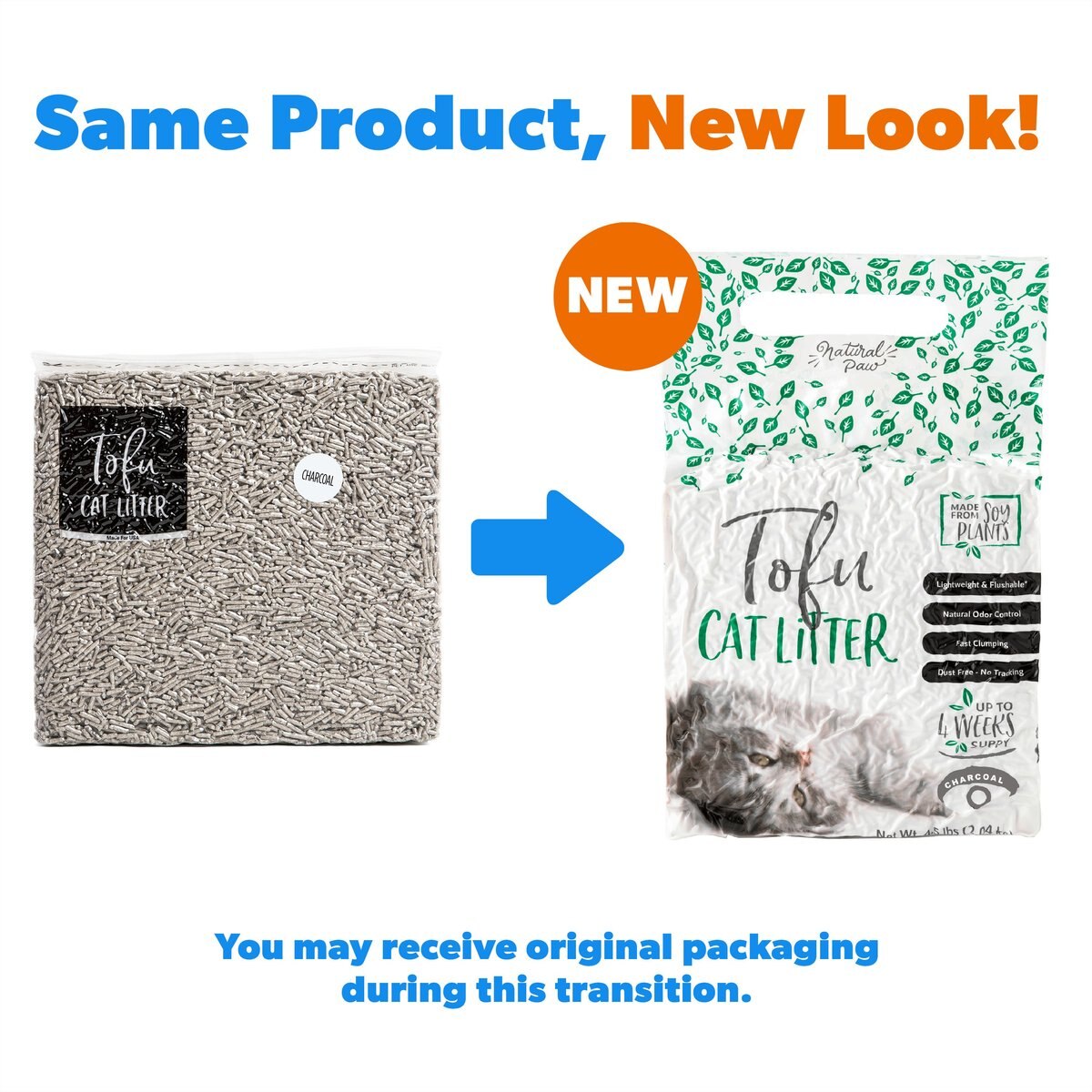 NATURAL PAW Tofu Cat Litter Refill Bag, 4.5lb bag, Charcoal