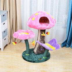 Catry 31.1-in Mushroom Condo, Perch, Scratch Posts Cat Tree, Pink slide 2 of 8