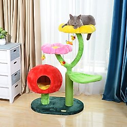 Catry 31.5-in Condo, Scratch Post with Flower Cat Tree