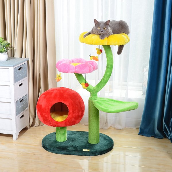 CATRY 31.5-in Condo, Scratch Post with Flower Cat Tree - Chewy.com