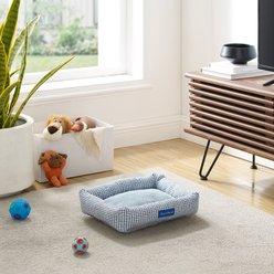 Sam's Pets Arlo Bolster Plaid Dog Bed, Blue, Small slide 1 of 9