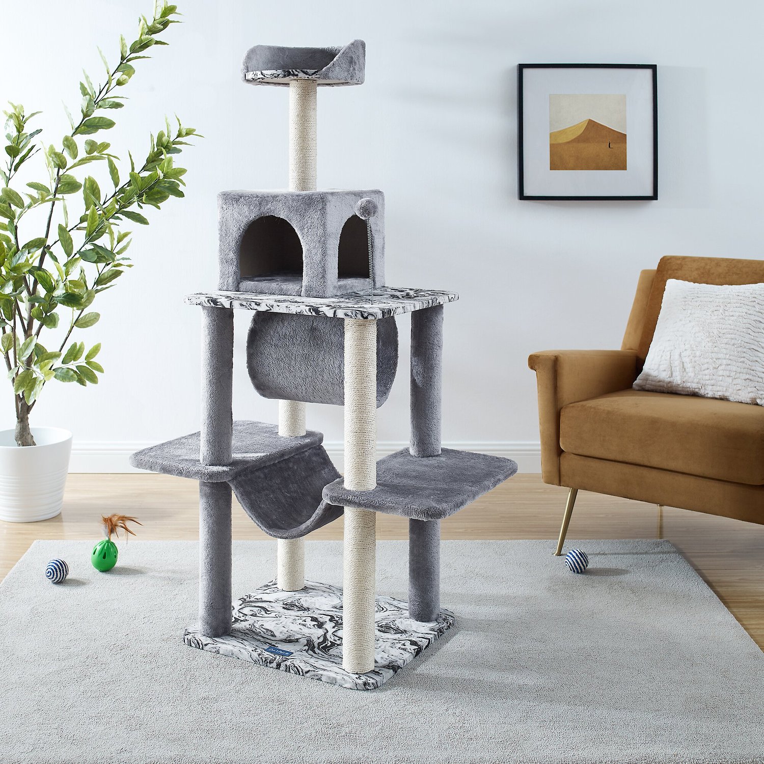 SAM'S PETS Dazzle 59-in Cat Scratching Tree, Gray - Chewy.com