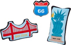 Frisco Road Trip Sightseeing Plush Squeaky Dog Toy, 3-count