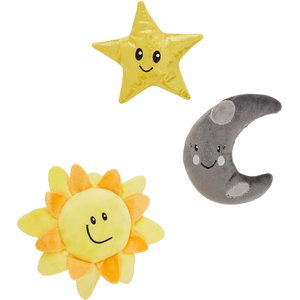 Frisco Road Trip Sun, Moon, & Star Plush Squeaky Dog Toy, 3 count
