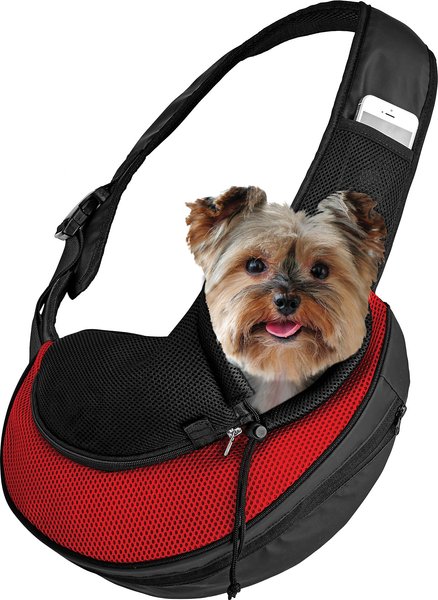KATZIELA Expandable Sling Dog & Cat Carrier, Small, Red 