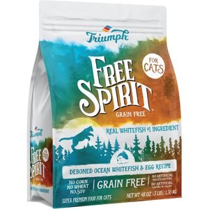 Triumph Free Spirit Deboned Ocean Whitefish & Egg Recipe Dry Cat Food, 3-lb bag