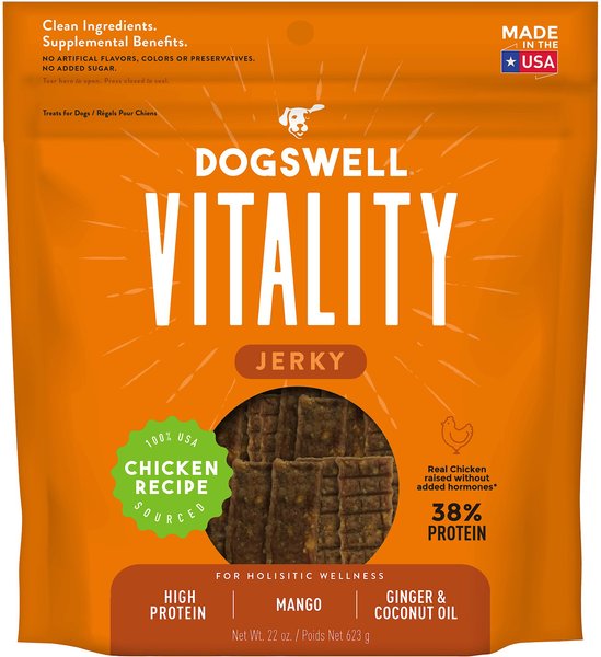 Dogswell Vitality Chicken & Mango Jerky Dog Treats, 22-oz bag slide 1 of 8