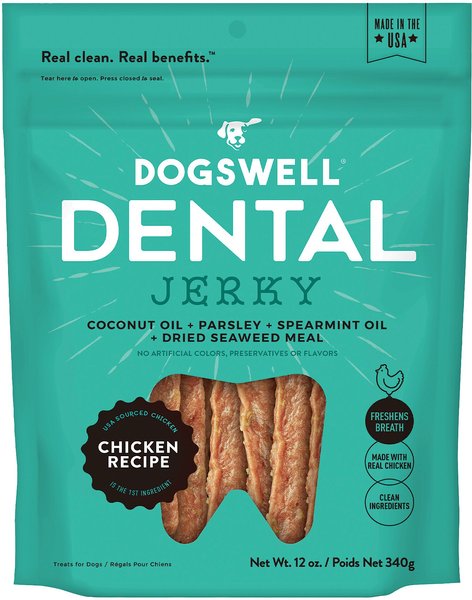 Dogswell Dental Chicken Recipe Jerky Dog Treats, 12-oz bag slide 1 of 8