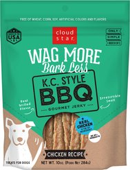 Cloud Star Wag More Bark Less K.C. Style BBQ Chicken Recipe Grain-Free Jerky Dog Treats, 10-oz bag