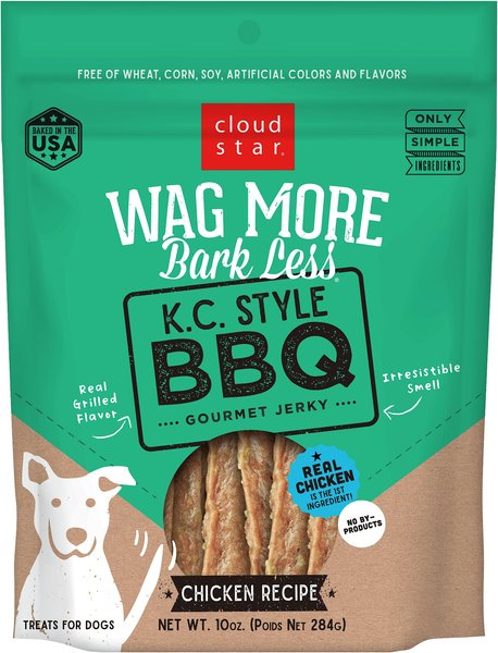 Cloud Star Wag More Bark Less K.C. Style BBQ Chicken Recipe Grain-Free Jerky Dog Treats, 10-oz bag slide 1 of 8