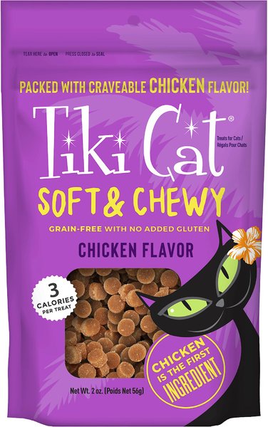 Tiki Cat Soft & Chewy Chicken Recipe Grain-Free Cat Treats, 2-oz pouch slide 1 of 7