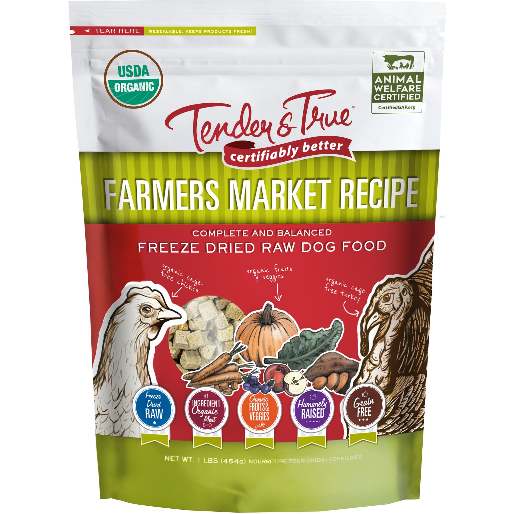 TENDER TRUE Farmers Market Recipe Freeze Dried Raw Dog Food 1 lb bag Chewy