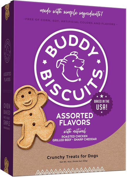 Buddy Biscuits Assorted Flavors Roasted Chicken, Grilled Beef, Sharp Cheddar Dog Treats, 16-oz box slide 1 of 7