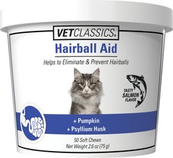 VetClassics Natural Hairball Digestive Aid Soft Chews Cat Supplement, 50 count