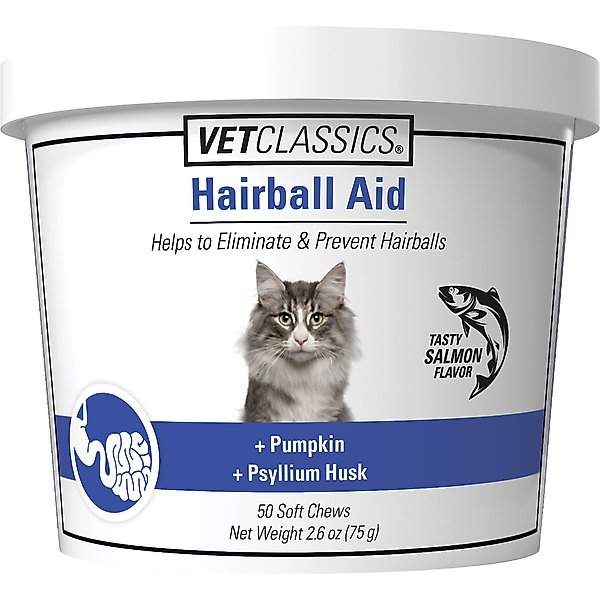 VETCLASSICS Natural Hairball Digestive Aid Soft Chews Cat Supplement