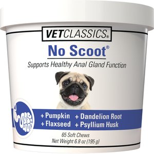 VetClassics No Scoot Anal Gland Function Support Soft Chews Dog Supplement, 65 count