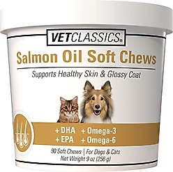 VetClassics Salmon Oil Soft Chews Dog & Cat Supplement, 90 count