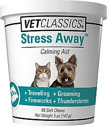VetClassics Stress Away Calming Aid Soft Chews Dog & Cat Supplement, 65 count