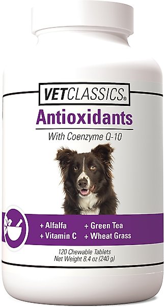 VetClassics Antioxidants with Coenzyme Q-10 Chewable Tablets Dog Supplement, 120 count slide 1 of 8