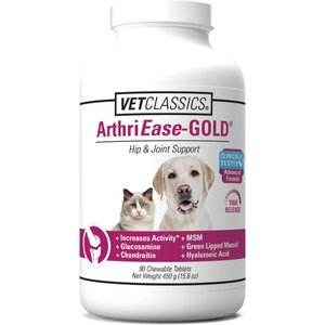 VetClassics ArthriEase-GOLD Hip & Joint & Support Chewable Tablets Dog & Cat Supplement, 90 count