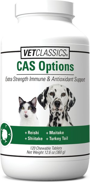 VetClassics CAS Options Extra Strength Immune & Antioxidant Support Chewable Tablets Dog & Cat Supplement, 120 count slide 1 of 8