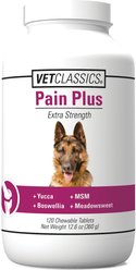 VetClassics Pain Plus Extra Strength Chewable Tablets Dog Supplement, 120 count