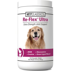 VetClassics Re-Flex Ultra Extra Strength Joint Support Chewable Tablets Dog Supplement, 120 count
