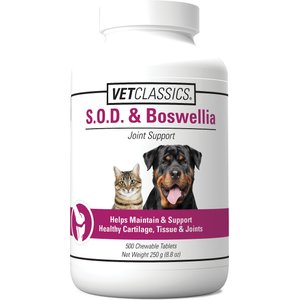 VetClassics S.O.D. & Boswellia Joint Support Chewable Tablets Dog & Cat Supplement, 500 count