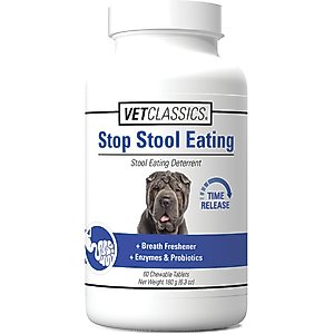 VetClassics Stop Stool Eating Deterrent Chewable Tablets Dog Supplement, 60 count