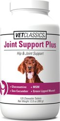 VetClassics Joint Support Plus Hip & Joint Support Chewable Tablets Dog Supplement, 120 count