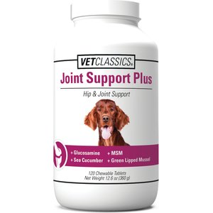 VetClassics Joint Support Plus Hip & Joint Support Chewable Tablets Dog Supplement, 120 count