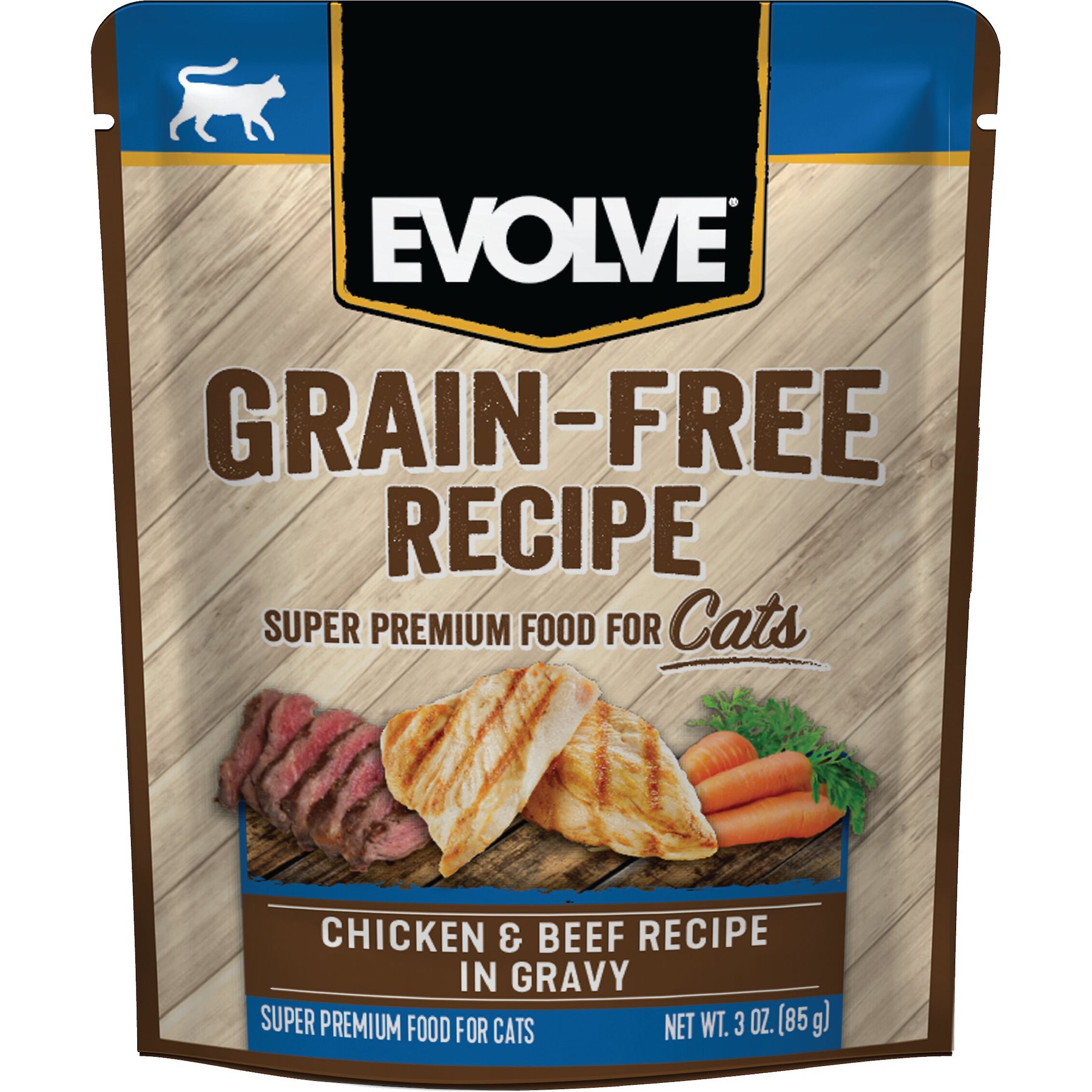 EVOLVE Chicken Beef Recipe in Gravy Grain Free Wet Pouch Cat