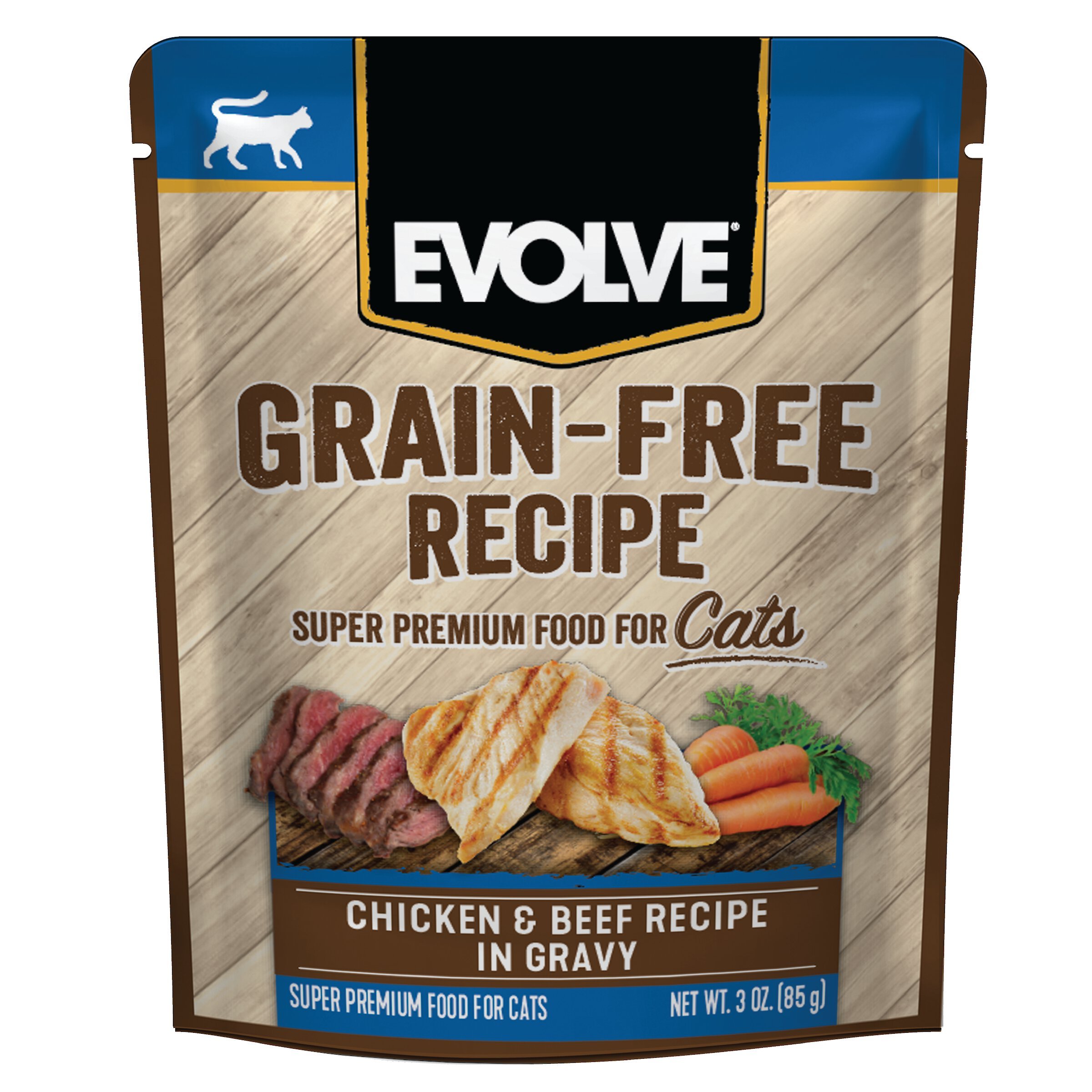 EVOLVE Chicken Beef Recipe in Gravy Grain Free Wet Pouch Cat