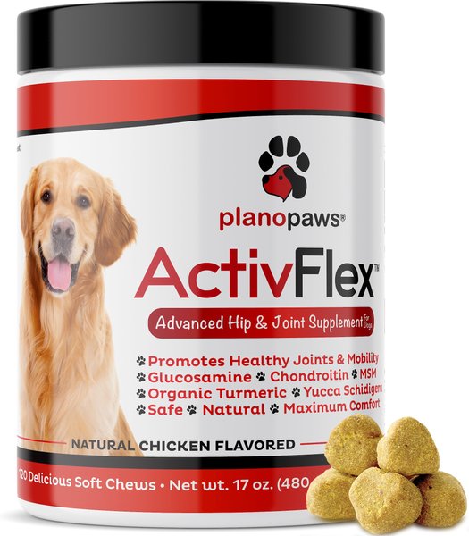 Plano Paws ActivTreats Advanced Hip & Joint Natural Chicken Flavor Soft Chews Dog Supplement, 120 count slide 1 of 6