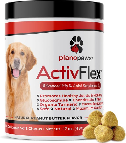 Plano Paws ActivTreats Advanced Hip & Joint Natural Peanut Butter Flavor Soft Chews Dog Supplement, 120 count slide 1 of 6