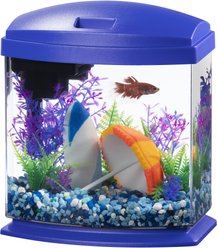 Aqueon LED MiniBow SmartClean Fish Aquarium Kit, Blue, 1-gal