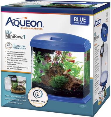 Show full view: Aqueon LED MiniBow SmartClean Fish Aquarium Kit, Blue, 1-gal slide 2 of 11