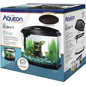 Aqueon LED MiniBow SmartClean Fish Aquarium Kit, Black, 5-gal