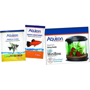 Aqueon LED MiniBow SmartClean Fish Aquarium Kit, Black, 5-gal